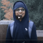 Opening Shot of Documentary - student talking to camera in Yosemite